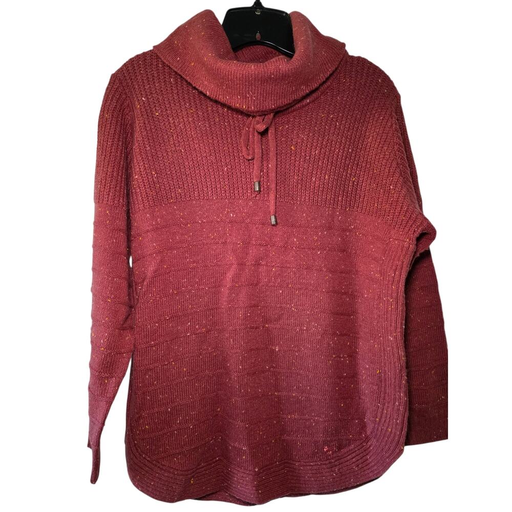 Country Rose Burgundy Speckled Knit Turtleneck Pullover Sweater Size M - Picture 2 of 11